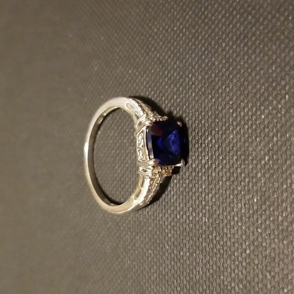 Sterling silver ring with vibrant blue stone